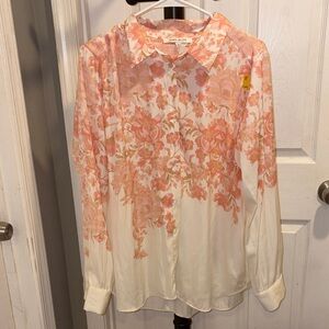 Rose & Olive Blush and Ivory Floral Button Down Shirt